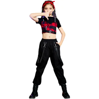 Korėjos Mados Vaikų Vasaros Short-sleeve Sportinės aprangos Kostiumas Mergaitėms, Hip-hop Šokių Tracksuit, Atliekanti Džiazo Šokių Drabužiai Kostiumas