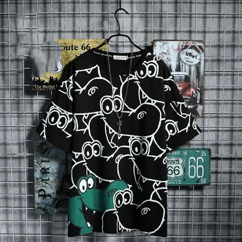 Krokodilas T-shirt Vasaros Negabaritinių marškinėliai Juokingas Animacinių filmų trumpomis Rankovėmis Viršūnes Prarasti Japonija T-Shirt Kawaii Amino Tshirts Streetwear