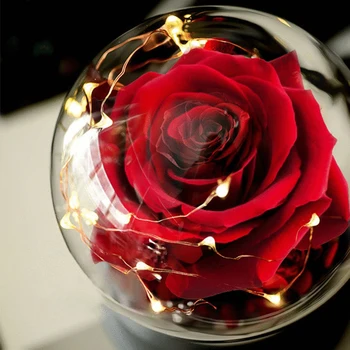 Kūrybos Rose Konservuoti Gėlių Su Lempa Rose Stiklo Dangtis Su Dovanų Dėžutė Namų Puošybai Gimtadienio Sukaktį Motinos Diena Dovana