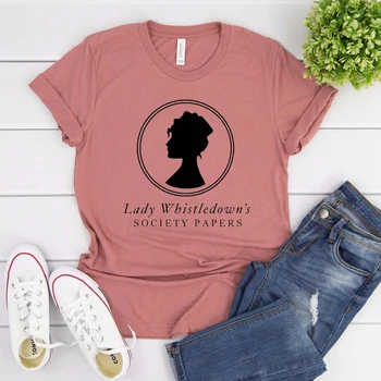 Lady Whistledown Marškinėliai Bridgerton Serijos Visuomenės Popieriaus T-Shirt Tv Šou Bridgerton Marškinėliai Tumblr Viršūnes Dovana Gerbėjams