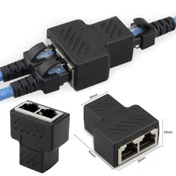 LAN Ethernet Kabelio Adapteris 1 2 Būdas LAN RJ45 Extender Splitter, Interneto Kabelio Jungtis 1 Input 2 Išėjimo Aukštos Kokybės