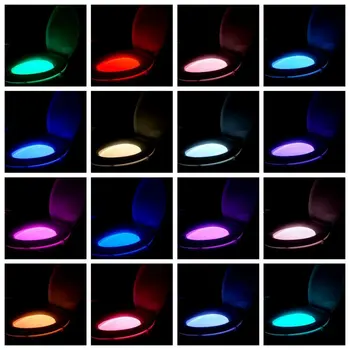 LED Tualetas Šviesos PIR Judesio Jutiklis Naktinis Žibintas 8 Spalvų Šviesą WC unitazo Sėdynė Vonios Naktį šviesos Vaikai