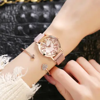 Mados Arabiškais Skaitmenimis Gradiento Spalvos Moterys Kvarco Žiūrėti Prabanga Magnetas Užsegimas Tinklelio Diržo Laikrodžius Reloj Mujer Zegarek Damski