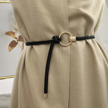 Mados Prabangos Prekės ženklo Moterims Diržai Plonas Aukso Sagtis PU Odos Dirželis Suknelė Džinsai Atsitiktinis aksesuarų Dizaineris Juostos