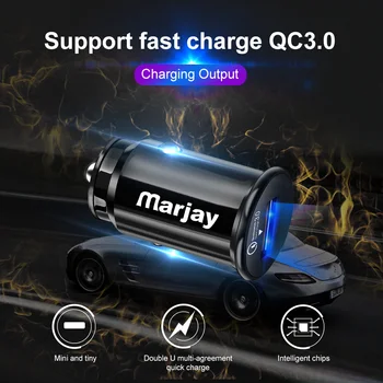 Marjay Mini USB Automobilinis Įkroviklis QC 3.0 