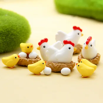 Mažai Geltona Chicke Kiaušinių Vištų Pav Smulkių Gyvūnų Ornamentais Mini Mielas Modelis Pasakų Sodas Moss Miniatiūriniai Žaislai, Namų Dekoro Priedų