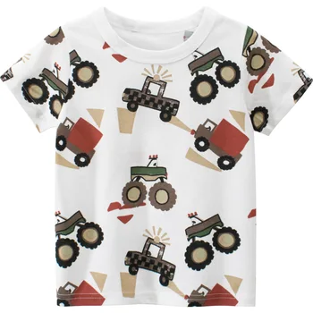 Medvilnės Marškinėliai Kūdikių Mergaitėms, Drabužiai Berniukams Cartoon Automobilių Print T Marškiniai, vaikiški Drabužiai 2021 M. Vasarą, Trumpas rankovėmis Tee Berniukai