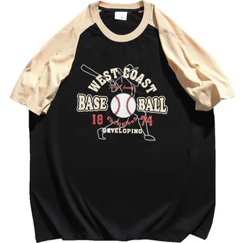 Medvilnės Medžiaga Retro Sporto Beisbolo Laiškas Išspausdintas T Marškinėliai Moterims Negabaritinių Vasaros Tshirts 2021Harajuku Paauglių Mergaičių Atsitiktinis Viršūnės
