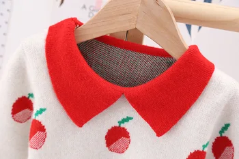 Mergaičių megztinis mezgimo suknelė Kalėdų vakarėlį naują spausdinimo mergaitė Princesė mezgimo vilnos megztinis +sijonas 2 dalių komplektas Baby kombinezonas