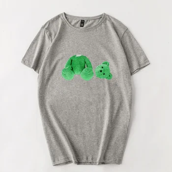 Meškiukas Modelis Atspausdintas T-shirt 2021 m. Vasarą Moterys Harajuku Atsitiktinis Įgulos Kaklo Viršūnes Grynos Medvilnės Moterų marškinėliai