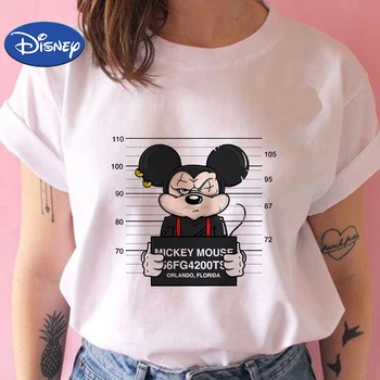 Mickey Mouse moteriški Drabužiai 2021 M. Vasaros Marškinėliai Plutonas Trumpas Rankovės Mados Disney Marškinėliai Moteriška Balta Gatvės Ropa Mujer