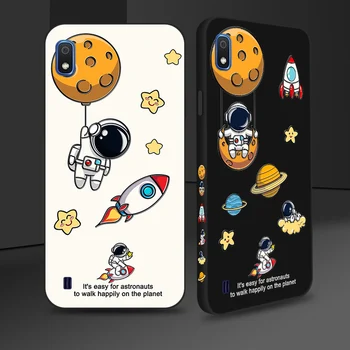 Mielas Astronautas Telefono dėklas Samsung Galaxy A01 A10 2019 A20 A20E A30S A21 A40 A21S Animacinių filmų Tapybos Minkštas Silikoninis Dangtelis