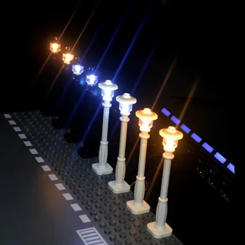 Miesto Kelių, Gatvių šviesoforo 7Ports LED USB Gatvės Lempos Pagrindo Priedai Blokai mini modelis Suderinamas Visos Prekės