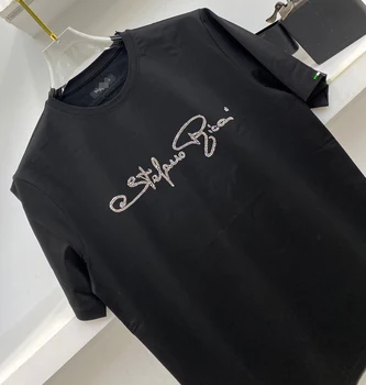 MILIJARDIERIUS T-shirt medvilnės vyrų 2021 m. vasarą naująjį o-kaklo Atsitiktinis siuvinėjimo Patogus, aukštos kokybės Dydžio 46-56 Trumpas rankovės marškinėliai