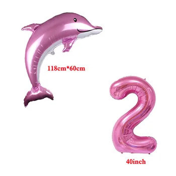 Milžinišką Delfinų Folija Balionai Undinė Latekso Balionas 40inch Skaičius Helio Ballon Gimtadienio Jubiliejų, Apdailos 7pcs/set