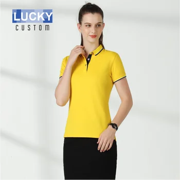 Moterų Aukštos kokybės Polo Marškinėliai Spausdinami Siuvinėjimo Įmonės Logotipu Moterų Slim-fit Trumpą rankovėmis Polo Piqué Sporto Marškinėliai