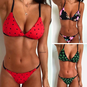 Moterų Bikinio Nustatyti 2019 Seksualus Spausdinti String maudymosi Kostiumėliai, Paprastas Maudymosi Kostiumai Leopard Paplūdimio Drabužiai tvarstis Plaukti Kostiumai Biquini Moteris