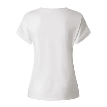 Moterų Kietos Baltos spalvos Marškinėlius V-neck Elegantiškas Šifono trumpomis Rankovėmis T Marškiniai Minkšta Atsitiktinis Juokinga Tees vatos Pagaliukai Derliaus Кли Геншин Viršūnės
