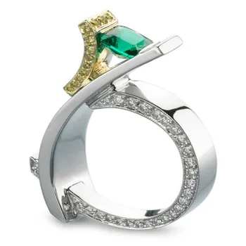 Moterų Vestuvės Vestuvinis Markizė Balto Aukso Spalvos Žiedų Princesė Iškirpti Žalia Kubinis Cirkonis Kokteilis Piršto Žiedą
