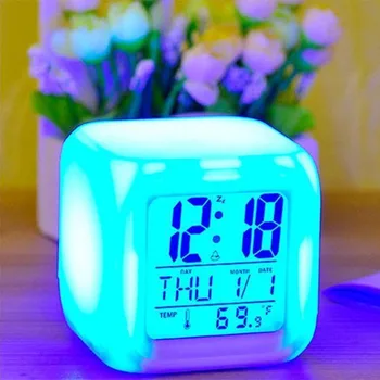 Multi-Funtional Namų Miegamajame Vaikai 7 Spalvų LED Keisti Skaitmeninės Žėrintis Žadintuvas Buitinės Dekoratyvinės Elektroninis Laikrodis