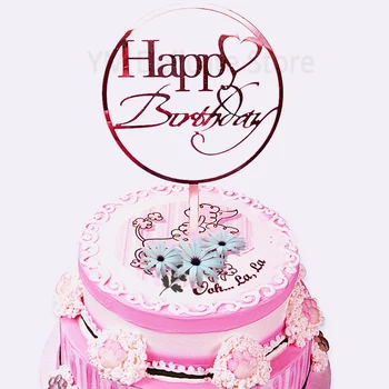 Naujas Akrilo Tortas Topper Aukso Turas Happy Birthday Cake toppers apdailos Vaikams Gimtadienio Tortas, Papuošimai Baby Shower