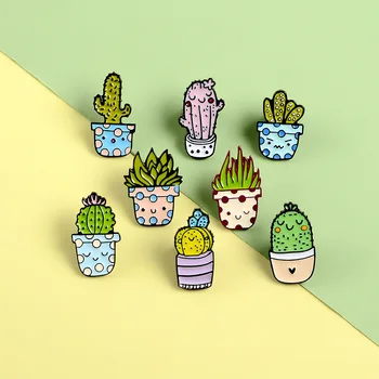 Naujas animacijos sultingi augalų žalia spygliuota kaktusas sagė mados asmenybės mielas augalų ženklelis džinsinio kuprinė papuošalai pakabukas dovana