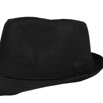 Naujas Mados Patalynė Trumpas Rankovės Fedora Skrybėlę Vyrų Juostele Britų stiliaus džentelmenas, Juoda Džiazo Bžūp Moterų chapeu Panama fedoras