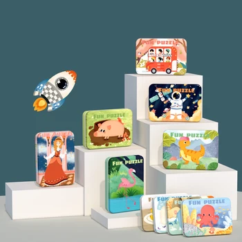 Naujas Mielas Medinės Dėlionės, Žaislai Vaikams, Cartoon Gyvūnų Transporto priemonės Medienos Pjūklelis Kūdikių Švietimo Žaislas Vaikams, kūdikių Kalėdų Dovana