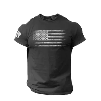 Nauji vyriški Atspausdintas T-shirt Amerikos Vėliava Nelaimę O Kaklo trumpomis Rankovėmis Palaidinė Aukštos Kokybės Atsitiktinis, Patogūs Kasdien T-shirt Camisetas