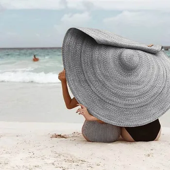 Negabaritinių Mados Didelių Saulės Skrybėlę Paplūdimio Anti-uv Apsaugos nuo Saulės Dangtelis Dangtelis, Sulankstomas Skrybėlę Mergina Su Elegantiška Kokybės Moterų Kepurė