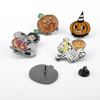New Trendy Edward Scissorhands Halloween All Saints' Day Pumpkin Ghost Badges Enamel Brooches Lapel Pins Friends 