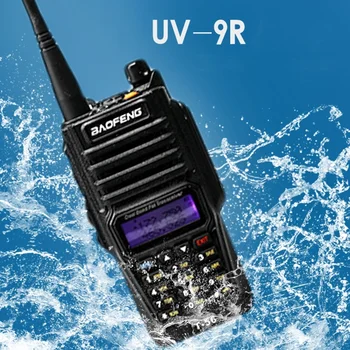 Originalus baofeng uv9r+ walkie talki dvigubos juostos radijo vandeniui walkie talkie ryšių mėgėjų vhf uhf marin radijo kumpis