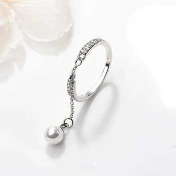 Paprasta Kutas žiedai Imituojamas Pearl Asmeninį Žiedas Reguliuojamas Piršto Apdailos šalis, Žavesio Mados Elegent Metaliniai Žiedai