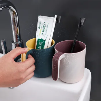 Paprasta valyti taurės burnos skalavimo skystis taurės raunde dukart spalvos dviejų spalvų-aplinkos apsauga, namų ūkio plastikiniai šepetys puodelis withhandle