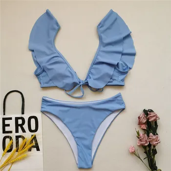 Para Praia Seksualus 2021 Pynimas Bikini Tvarstis Moterų Maudymosi Kostiumėliai, Push Up Bikini Komplektas Lapų Spausdinimo Maudymosi Kostiumėlį Moterų Maudymosi Kostiumas