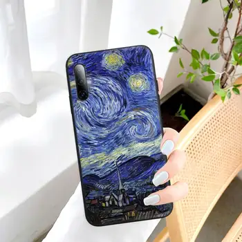 Paveikslų Žvaigždėtą Naktį Van Gogh Juodas Silikoninis Telefono Dėklas Dangtelis Skirtas Samsung Galaxy S9 S10 S20 S21 S30 Plus Ultra S10e S7 S8