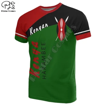 PLstar Kosmosas 3DPrint Kenijos Nacionalinė Kultūros Harajuku Newfashion Streetwear Gimtoji Unisex Juokingi marškinėliai trumpomis Rankovėmis Stiliumi-1