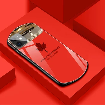 Prabanga Mielas Ovalo formos Klevų Lapų Grūdintas Stiklas Telefono dėklas Skirtas iPhone 12 11 Pro Max XSmax XR X SE 8 7 6 Plius Veidrodis Silikono Padengti