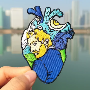 Prajna Širdies Organų Pathces Van Gogh Širdies Pleistras Išsiuvinėti Pleistrai Drabužių Juostele Ant Drabužių, Džinsų Lauko Aplikacijos 