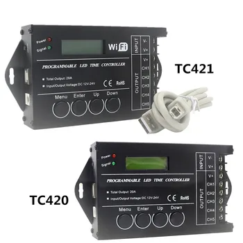 Programable Laiką LED Valdiklis TC420 TC421 WiFi PC Kontrolės DC 12V-24V 20A 5CH BMT SILPNAS, RGB RGBW LED Juostelės Controler