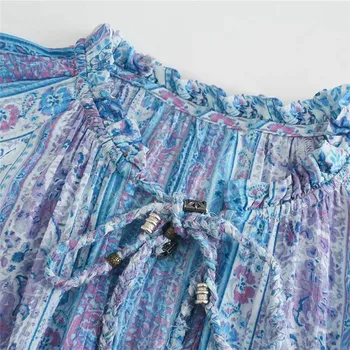 PSEEWE Za 2021 Mėlyna Midi Suknelė Moteris Pynimas Vasaros Ilga Suknelė Moterims Derliaus Spausdinimo Prarasti Atsitiktinis Suknelės Ponios Boho Paplūdimio Suknelės