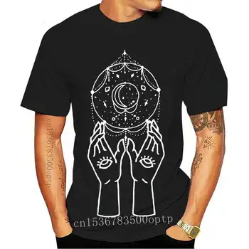 Ragana Rankas Mistinis Mėnulio marškinėliai Madinga Astrologija Grafinis Tee Marškinėliai Viršuje Estetinės Moterų Witchy Goth Marškinėlius