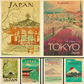Retro Apsilankyti Japonijoje Tokijo Kelionės Meno Paveikslų, Senovinių Sienos Nuotraukas Kraft Popieriaus Atspausdintas Sienų Lipdukai Namų/Juostos Apdailos