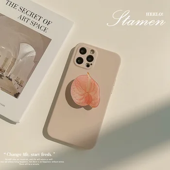 Retro kawaii Saldus netikrą gėlės meno Laikiklis Telefono dėklas Skirtas iPhone 11 12 Pro Max Xr Xs Max 7 8 Plus X 7Plus atveju Mielas Minkštas Viršelis