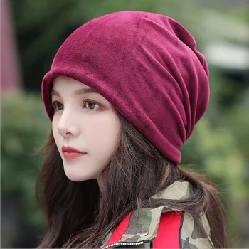 Rudens/žiemos auksinio aksomo puloveris bžūp vientisos spalvos krūva kepurė su ausų apsauga Baotou vėjo dangtelis