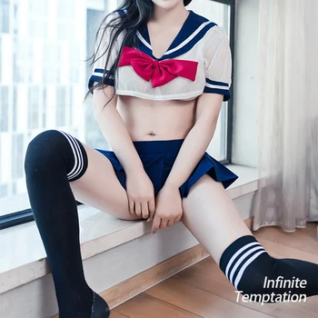Seksualus, Moterų Karšto Suaugusiųjų Anime Prono Erotika Tuščiaviduriai Backless JK Sailor Cosplay Sijonas, Suknelė Vienoda Apranga Kostiumas