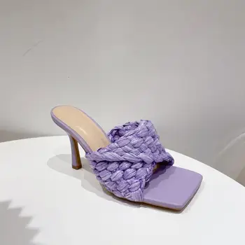 Seksualus, Moterų Šlepetės 2021 Naujos Candy Spalvos Medvilniniai adatos (Stiletai) Mados Išorinis Dėvėti Sandalai