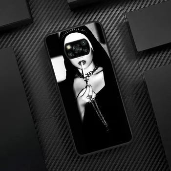 Sesuo Stiliaus Vienuolė, Seksuali Mergina, Telefono dėklas Dangtelio Korpuso Xiaomi Mi A2 A3 8 9 SE 9T 10 10T Pro Lite Ultra Poco X3 black Tpu Apvalkalas