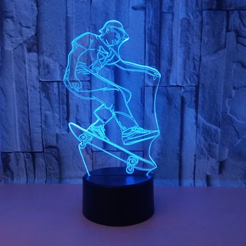 Skate Nuobodu Motoroleris Formos 3D Iliuzija Lempos Daugiaspalvis LED Stalas Stalo Naktį Šviesos su 