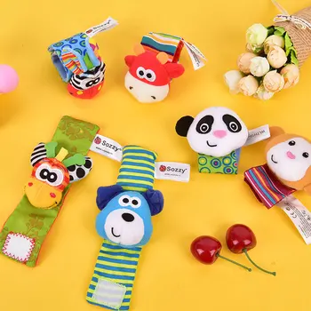 Sozzy Kūdikių Barškučių Minkštas Pliušas Žaislai 2piece Koja Riešo Barška Nustatyti Animacinių filmų Naujagimių Vystymosi Švietimo Žaislai Vaikams Dovanų